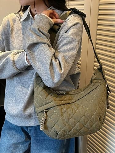 Image of Crescent Shoulder Bag Nylon Crossbody Bag for Women Nylon Hobo Bags Slouchy Sling Purse Dumpling Bags