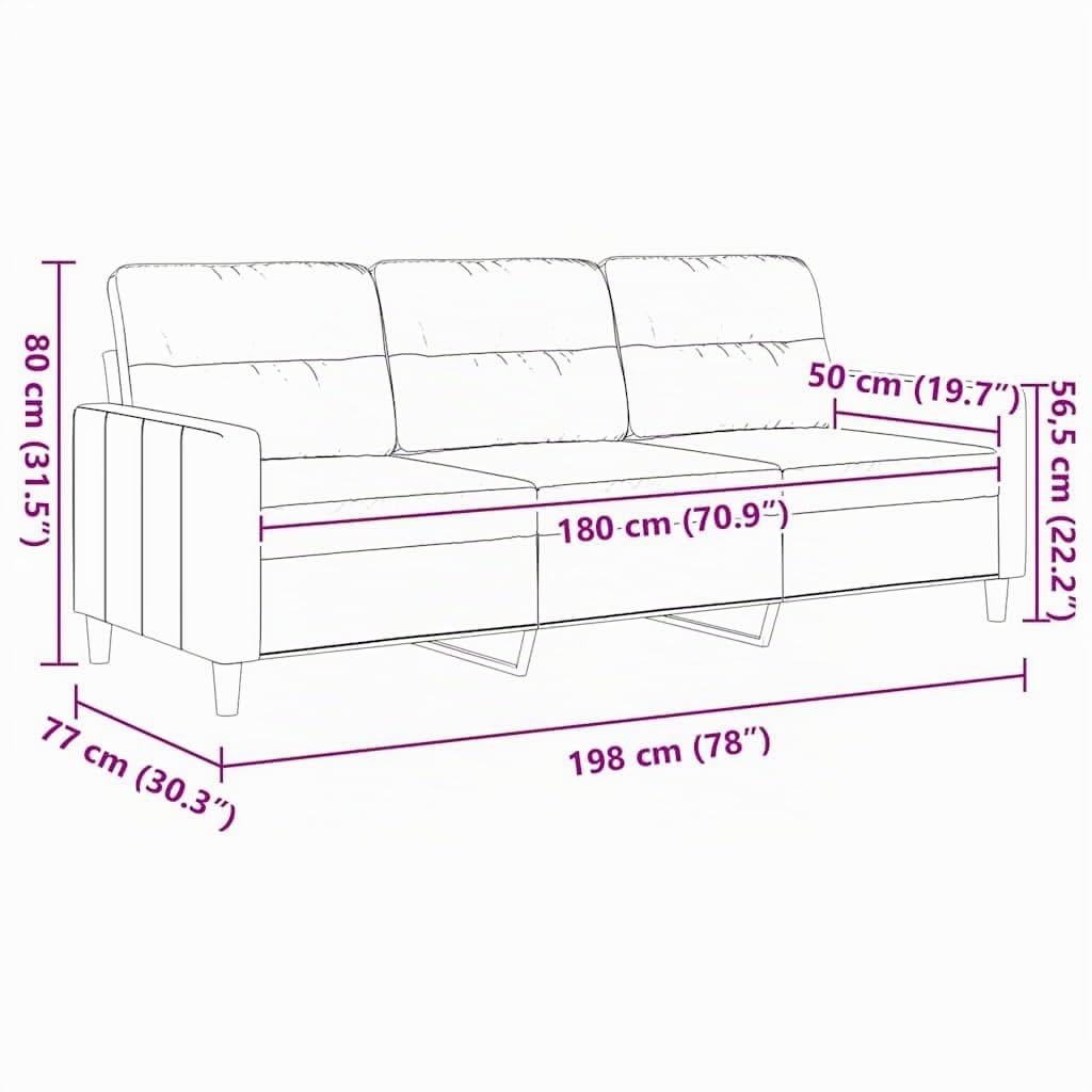 vidaXL Canapé à 3 Places Gris foncé 180 cm Tissu