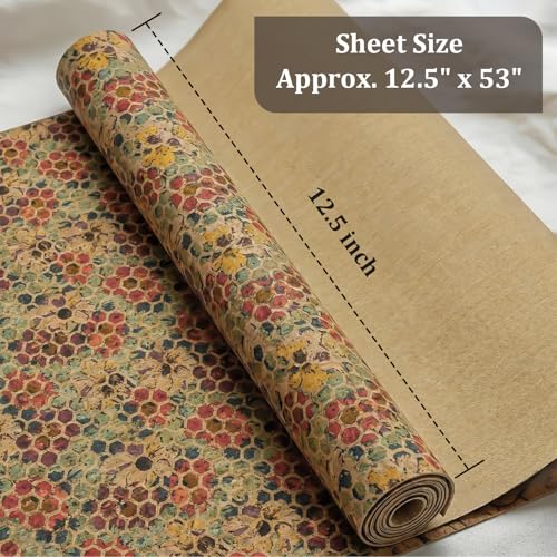 Image of SorenCut Cork Fabric Roll 12 x 52 Inch - Colored Spots Print Cork Leather Fabric for Earrings, Bow Making, Bags, Wallets & DIY Sewing Projects - Vegan Leather Alternative Craft Sheet