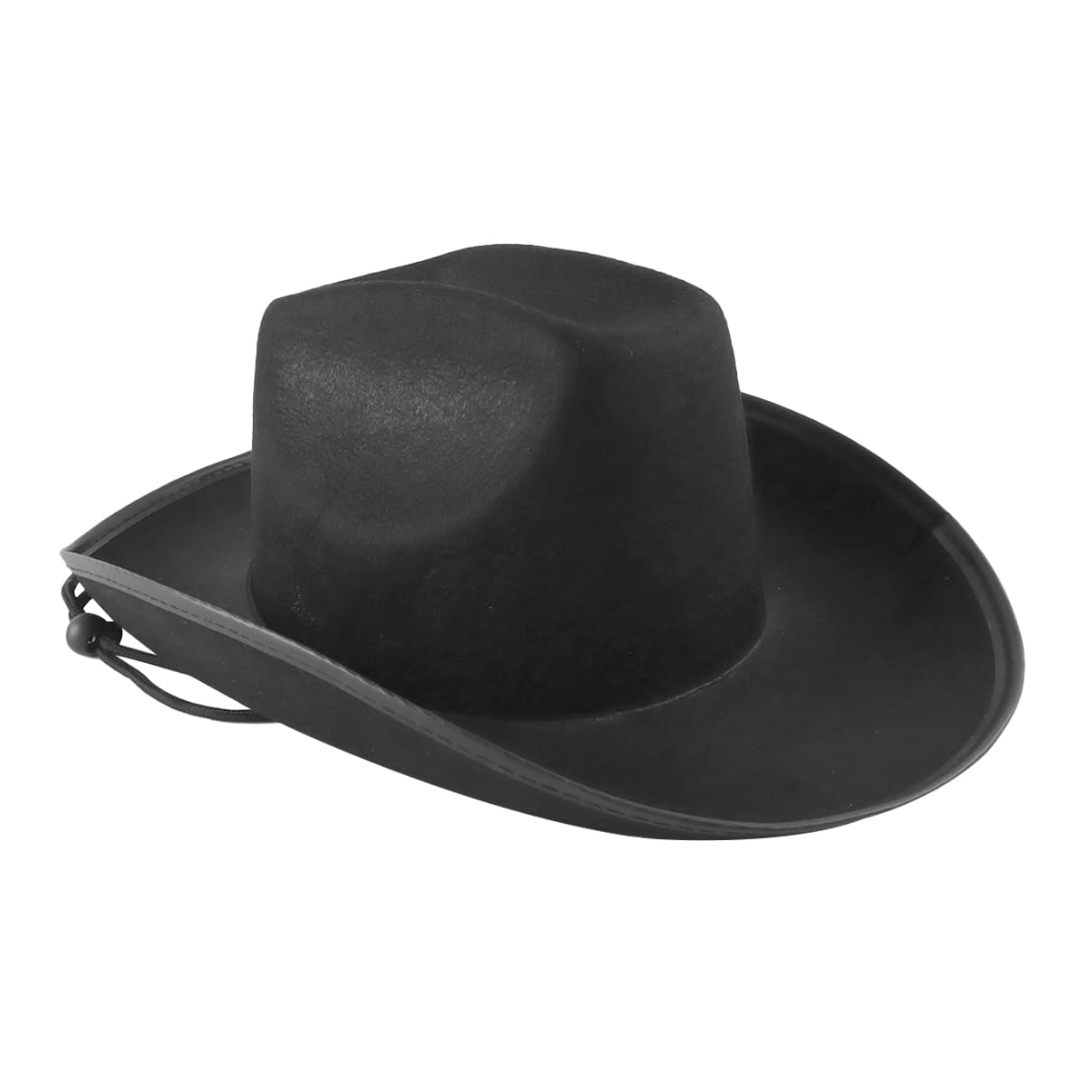 Qury Sombrero de vaquero, sombrero de fieltro envuelto en el borde para el salvaje oeste, disfraz, carnaval, fiesta temática, al aire libre, rodeo, moda campestre (negro)