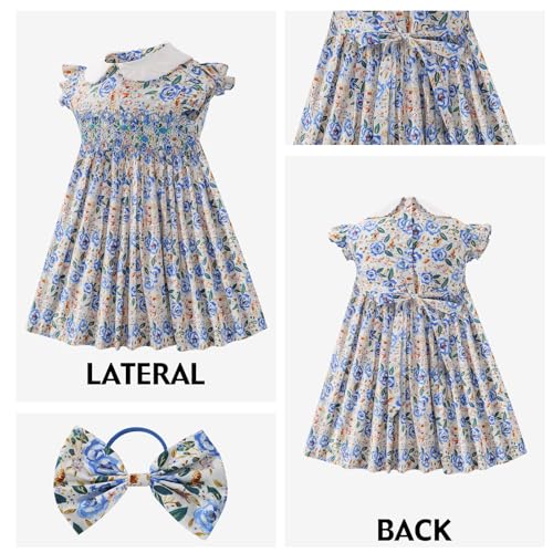 Girl Spring Summer Dress Smocked Floral Toddler Girl Smocked Vintage Birthday Tea Party Preschool Kindergarten Dresses2