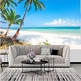 LILOKKO Custom Sea View Peel and Stick Wallpaper Coconut Tree Landscape Wall Mural Living Room Sofa Background Wall Home Decoration Beach Murals for Walls