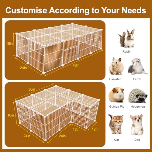 Image of VISCOO 20 Panels Small Animal Playpen, Pet Playpen, C&C Cage for Guinea Pigs, Rabbit /Bunny Cage, Puppy Play Pen, Indoor Outdoor Portable Metal Wire Yard Fence(White)