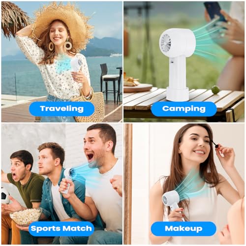 Handheld Fan, Portable Turbo Fan, Mini Small Pocket Fan with 5 Speeds Perfect for Camping, and Outdoor Activities. Rechargeable 3000mAh Battery and Digital Display, Ideal Gift, Travel Essentials