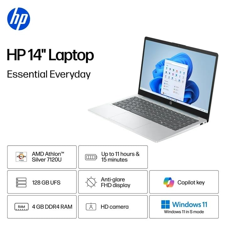 Amazon.com: HP 14'' HD Business Laptop, AMD Athlon 7120, 4GB RAM