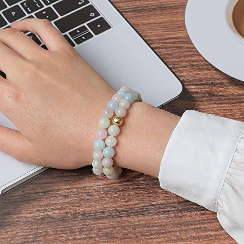 Chogle Gemstone Beaded Bracelets For Women - Semi Precious 8Mm Round Natural Stone Beads Bracelet - Stretch Strand Bracelet For Girls … #TOP4