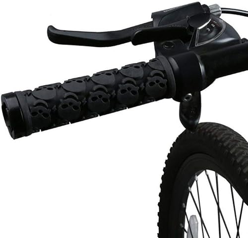 Miniatura 3 de Garneck - 1 par de empuñaduras para manillar de bicicleta, diseño de calavera, antideslizantes, de goma, accesorios para ciclismo, bicicleta de