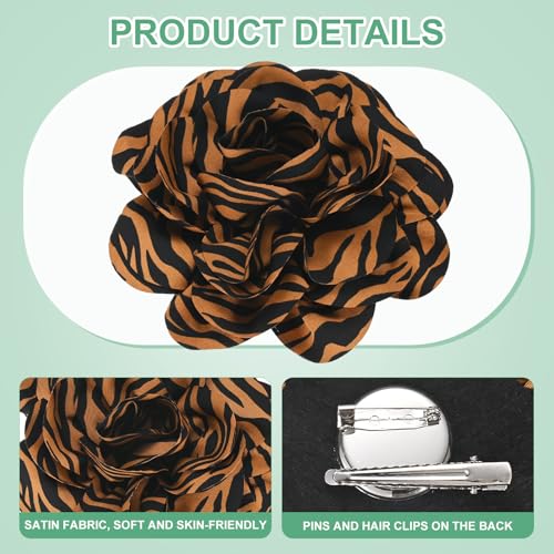 Image of M METERXITY Extra Large Rose Flower Brooches, Lapel Pins Dainty Satin Fabric Big Camellia Oversized Brooch Pin