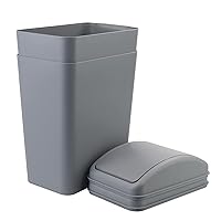 Vista 6 de Cubo de basura de cocina con tapa oscilante, 4 galones, 16 L, color gris, paquete de 2