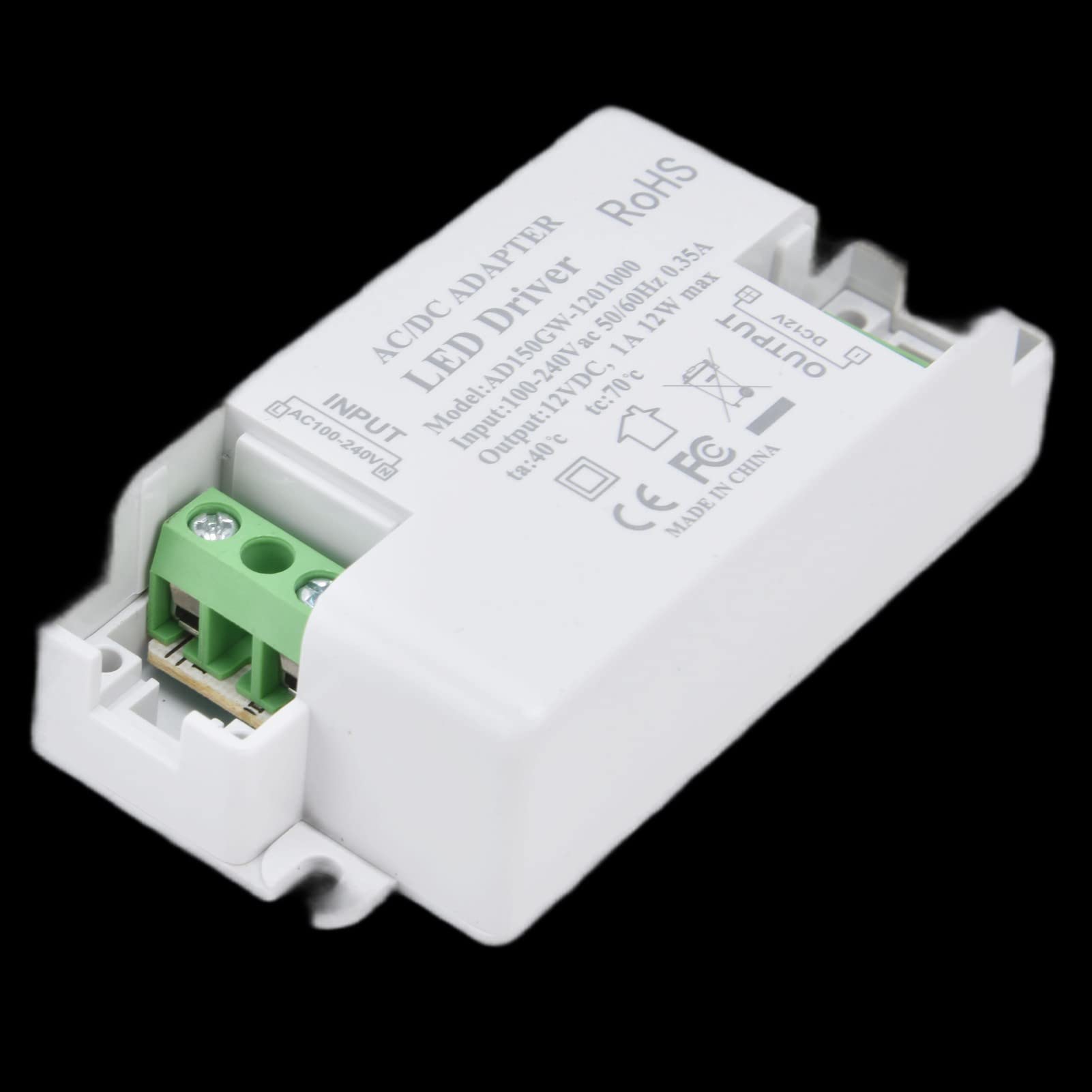 Transformator sterownika LED do oświetlenia wewnętrznego LED format, zamknięte bezpieczeństwo AC100240V/0,35A DC12V/1A 12W G4 MR11 MR16 ABS Materiał 5 lat żywotności, #311