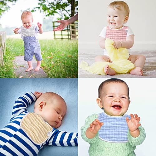 Muslin Child Bibs Drool Teething Bibs Lap-shoulder Cloths Bibs 8-Layer Natural Cotton for Unisex Boys Ladies Adjustable Scarf 6