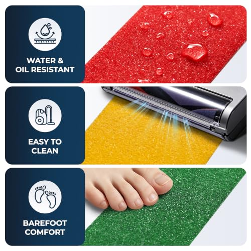 Image of Reniteco Anti Slip Tape 3PC, 2 inch x 16.5Ft Heavy Duty Grip Tape, High Adhesion & Waterproof, No Residue, for Outdoor Stairs, Tile, Shower, Bathtub - Extra Grip Safety Tape (Red, Green, Yellow)