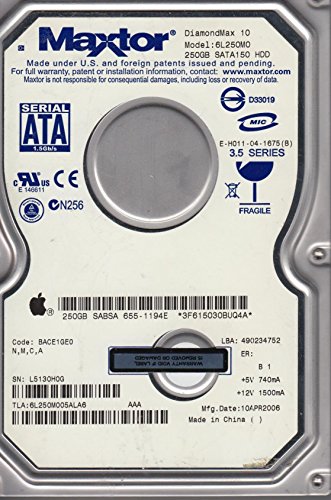  Maxtor 6L250M0, Code BACE1GE0, NMCA 250GB SATA 3.5 Hard Drive