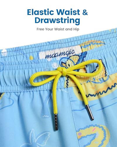 Image of maamgic Mens Swim Trunks with Compression Liner 5 Inch, Quick Dry Bathing Suit with Zipper Pockets, No-Chafing Swim Shorts
