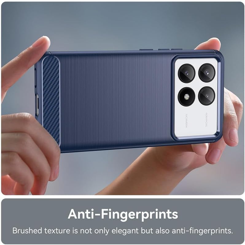 Image of NPRC Hybrid Ultra Slim Protective Case TPU Non-Slip Carbon Fiber Texture Shockproof Case Cover for Poco F6 pro - Blue