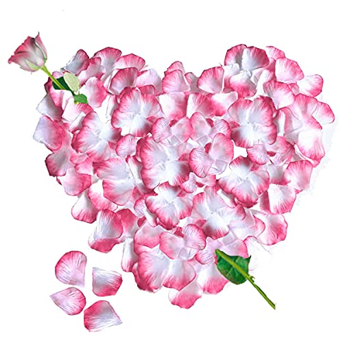 Jonami Rosenblätter, 3000 Seide Weiss Rosa Rosenblüten, Romantisch Deko, Dekoration für Romantische Atmosphäre, Heiratsantrag, Valentinstag Deko und Hochzeit