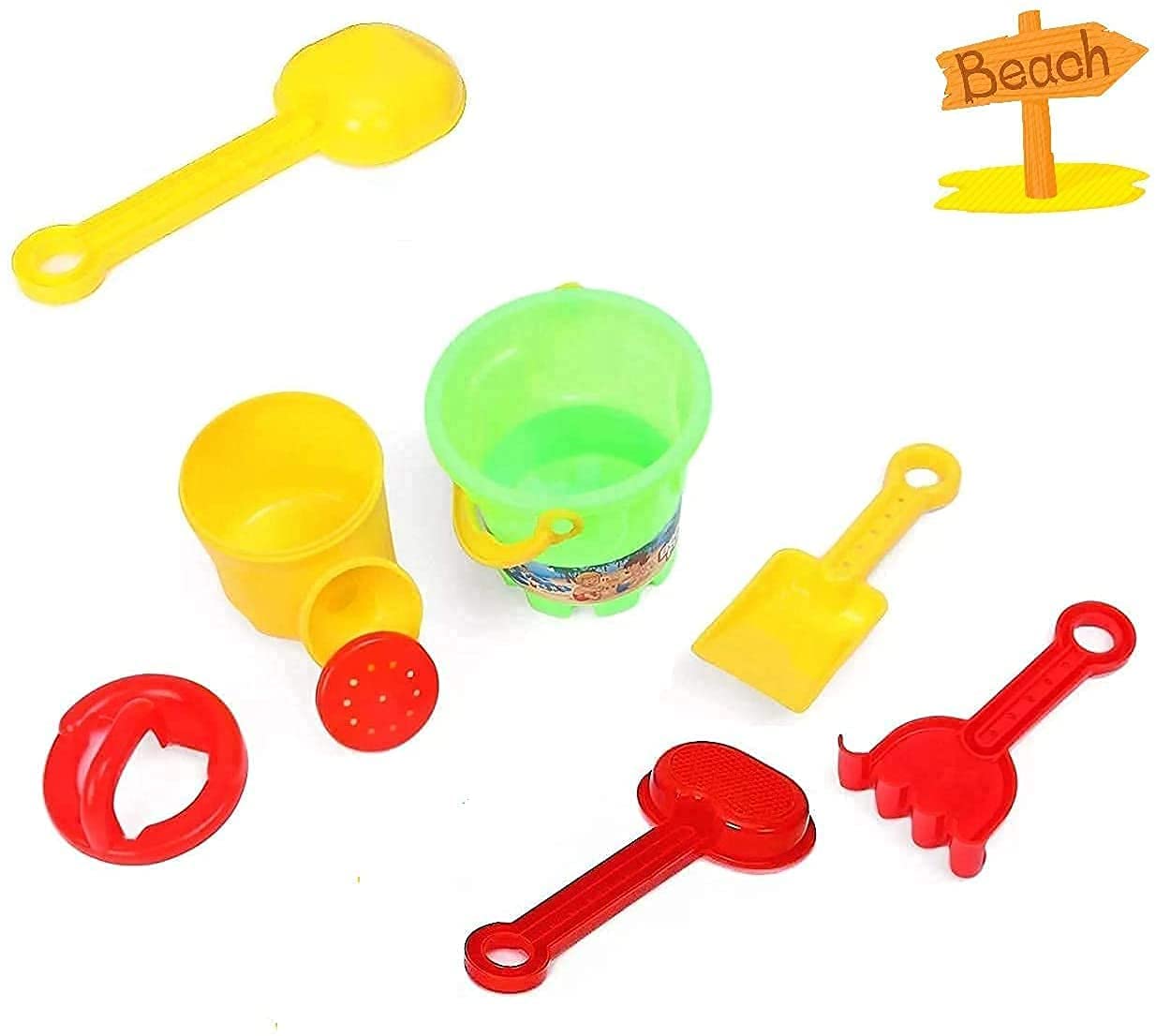 Fezeedi Kids 10 Pcs Beach Set Toys Plastic Kids Play Set Sand Play Set Beach Toys with Bucket Multiple Game Set of Toys for Kids (Multi Color)(10 pcs Set) 3