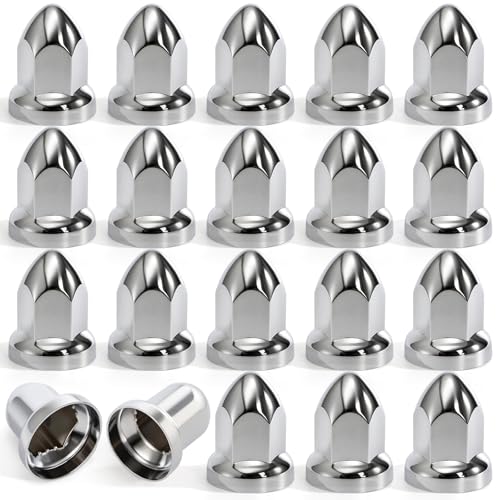 Lawei 20 Pack 33MM X 2-5/8' Chrome Lug Nut Cover, Push-On ABS Plastic Bullet Nut Chrome Caps...