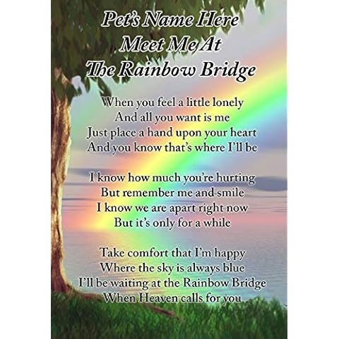 Personalised Rainbow Bridge Memorial Card Cover