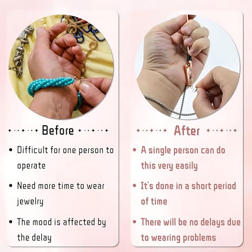 Image of Hian Jewelry Fastener Helper for Bracelets, Necklaces & Watches - One-Hand Clasp Holding Tool, Tangle-Free Closure Support for Fine & Fashion Jewelry - Stainless Steel Copper Color (Pack of 1)