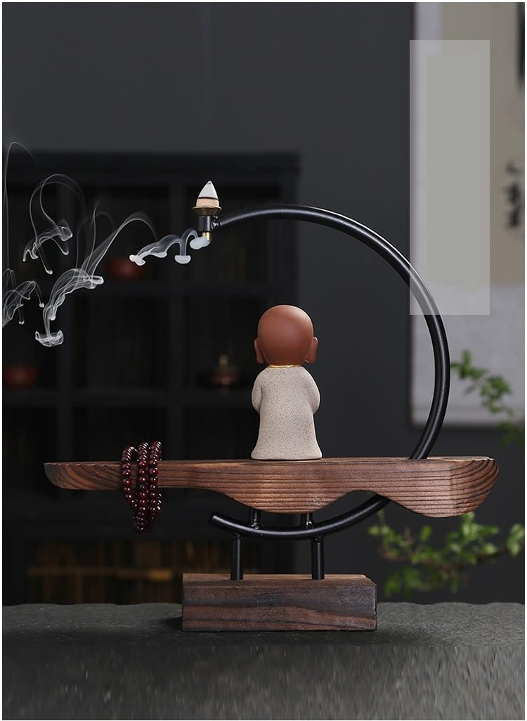 Cascada De Incienso Muebles creativos for el hogar, combinación de Metal y madera, muebles for el interior del hogar, horno de aromaterapia de madera de agar y sándalo Quemador De Incienso De Reflujo