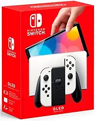 Nintendo, Console, Nintendo Switch OLED, Nacional, Portátil e Doméstico, Tela de 7 Polegadas, Bateria de até 9 Horas, 64GB de Armazenamento, Porta LAN Integrada, Áudio Aprimorado, Inclui Joy-Con com Suporte e Alças, Branco