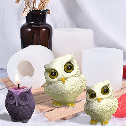 Owl Silicone Candle Molds Set For Candle Making By Garloy,2 Pcs Strigiformes Candlestick Epoxy Resin Mold,3D Owl Resin Epoxy Molds For Soy Wax, Soap, Diy Scented Candle #TOP4