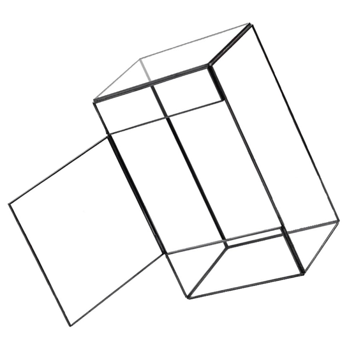 Luxshiny Kleines Handgefertigtes Glas Terrarium aus Glas und Zinn mit Geometrischem Design Geeignet als Ökosystem Terrarium für Wohnzimmer und Kreative Dekoration