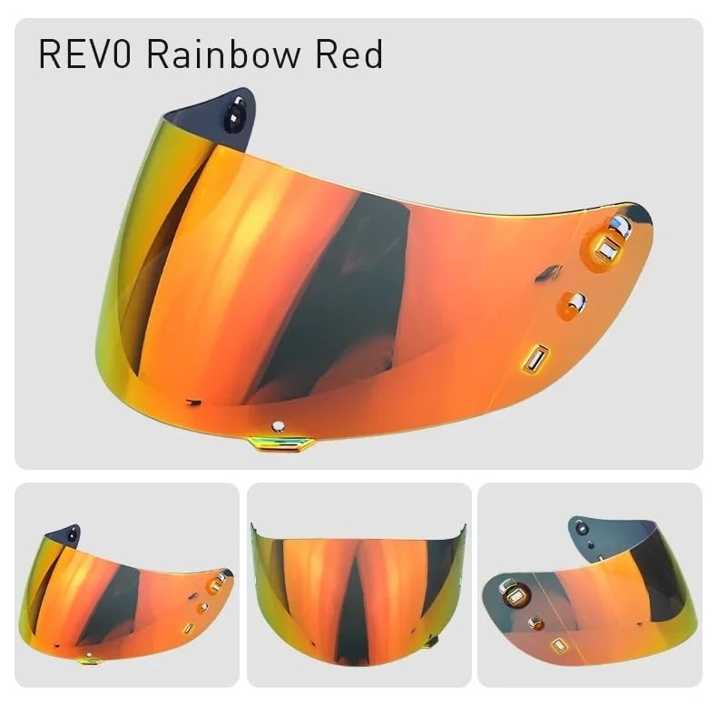 Generico Visiera for Ca-sco integrale da moto for ICON Airflite IC-04 Motociclista Accesorios(Gold red)