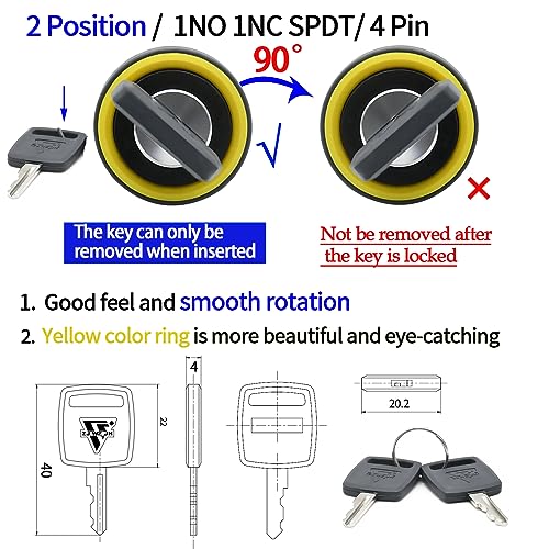 Snapklik.com : On Off Key Switch 2 Position 16mm 5/8