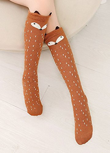 BOWKITE Girls Knee High Sock,Cotton Catroon Animal Bear Cat Fox Over Calf Stockings2