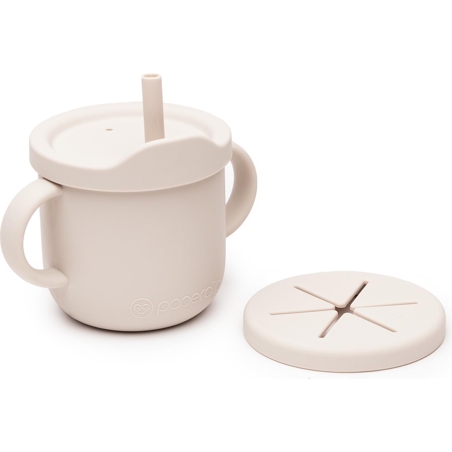 Mom's Aura 2-in-1 Silicone Baby Cups with Straw and Lid for Snacks 8.5 oz Spill-Proof Sippy Cups