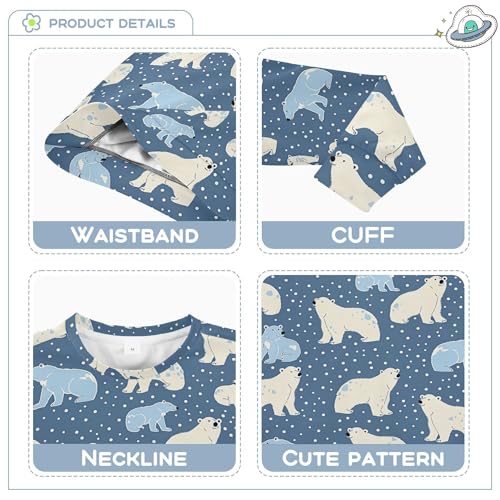JUNZAN Cartoon Polar Bear Stars Blue Little Boys Pullover Hoodie Crewneck Sweatshirts for Boys Athletic 4T3
