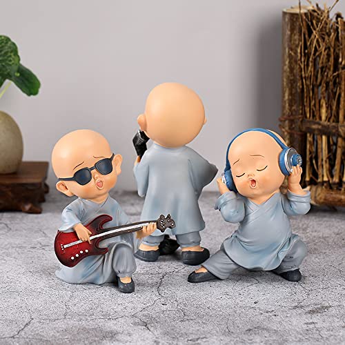 Set de 3 Figuras Buda Bebé Estatua Mini Resina miniatura 3