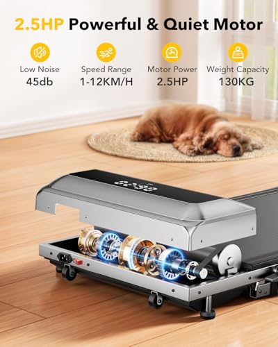 3 in 1 Folding Treadmill, Walking Pad with 7% Incline, 2.5HP Electric Treadmill for Home Under the Desk, Magnetic Remote Control, 12 km/h, 40x100cm, 12 Modes, App, LED Display - Image 6