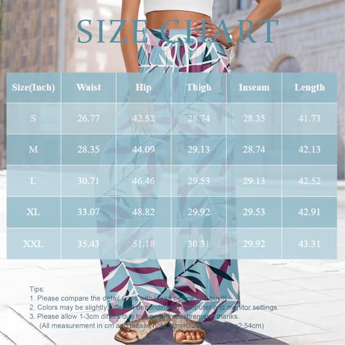 Wide Leg Floral Pants for Women Casual High Waisted Lounge Pants Drawstring Loose Fit Gauze Boho Pant Beach Clothes4