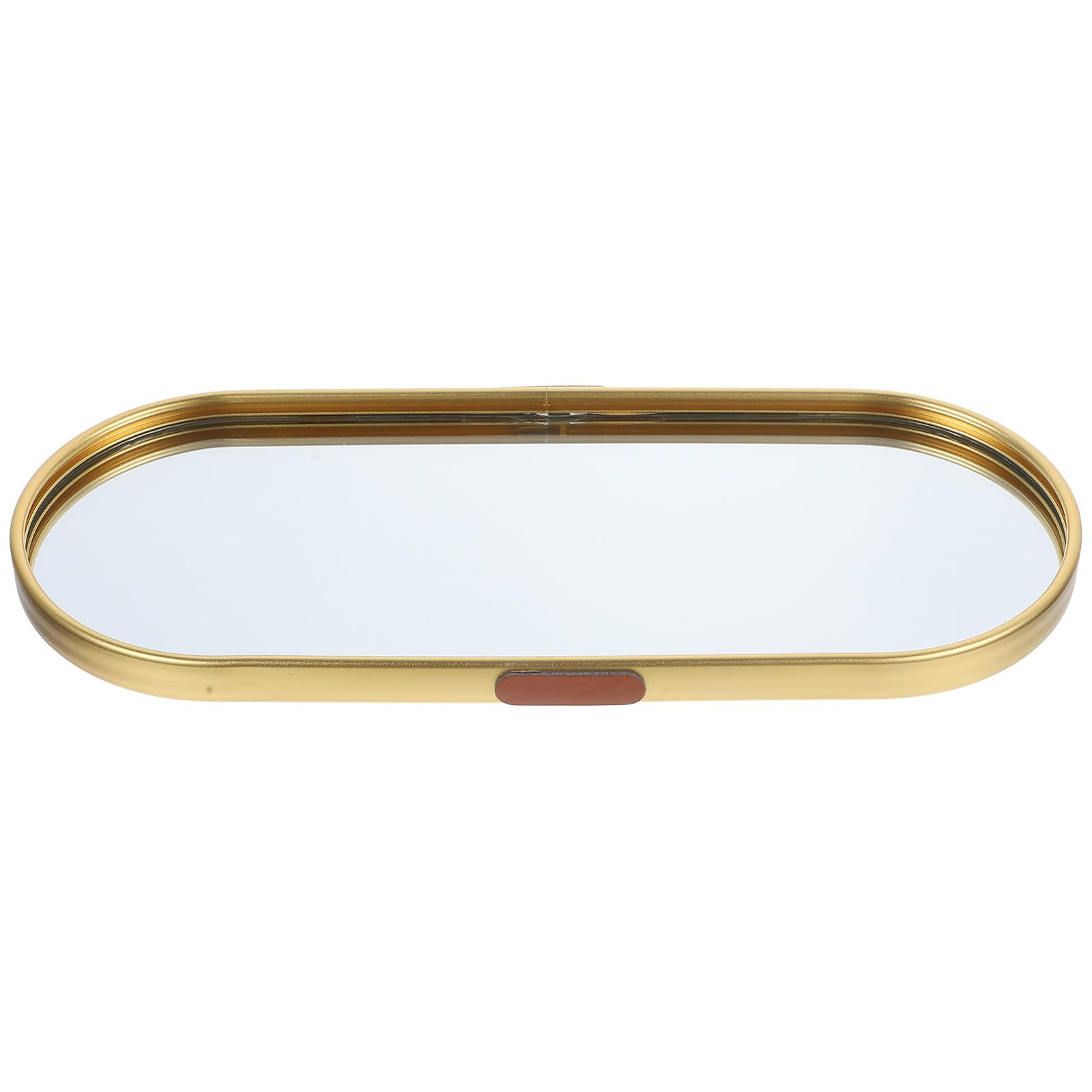 Ciieeo Vassoio Portagioie Ovale in Lega di Alluminio Superficie Specchiata Dorata 30x12 Cm, Organizer Decorativo Multifunzionale per Gioielli e Cosmetici, per Bagno, Tavolo e Comò