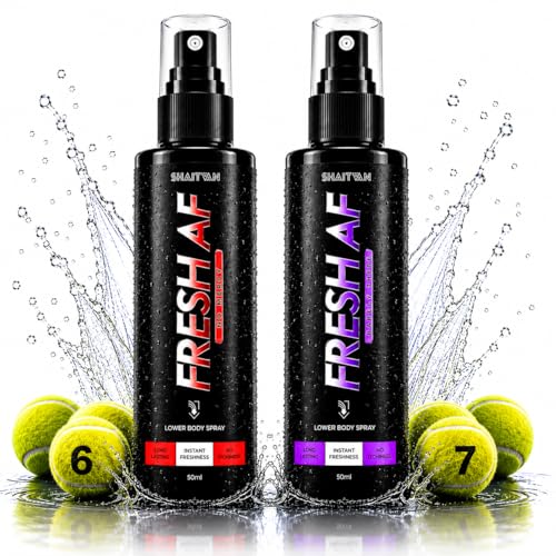 Image of Fresh AF Combo Intimate Spray for Men 50ml Each Bottle ( 1500 Sprays)| Gym + Work Combo | Anti Odour Intimate Hygiene Body Spray for Balls & Groin | Pre /Post Gym, Travel & Workout for Clean & Fresh Balls | Barely There & No Mercy