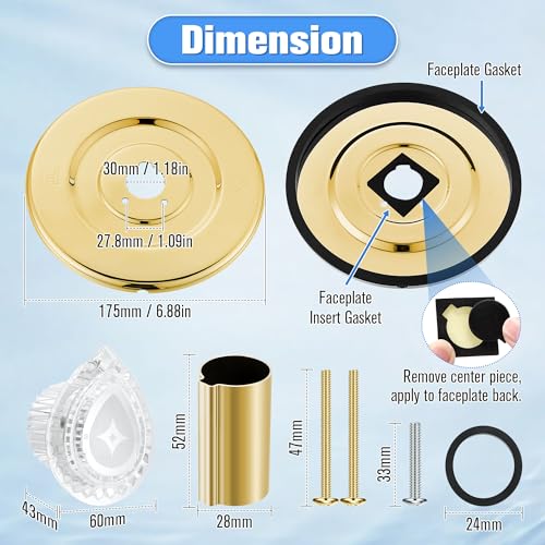 Image of Enhon Tub and Shower Trim Kit, Shower Trim Compatible with Moen Chateau T470 Single Handle Tub /Shower Standard Valve, Escutcheon Screws Tube and Handle(Polished Brass, Knob)