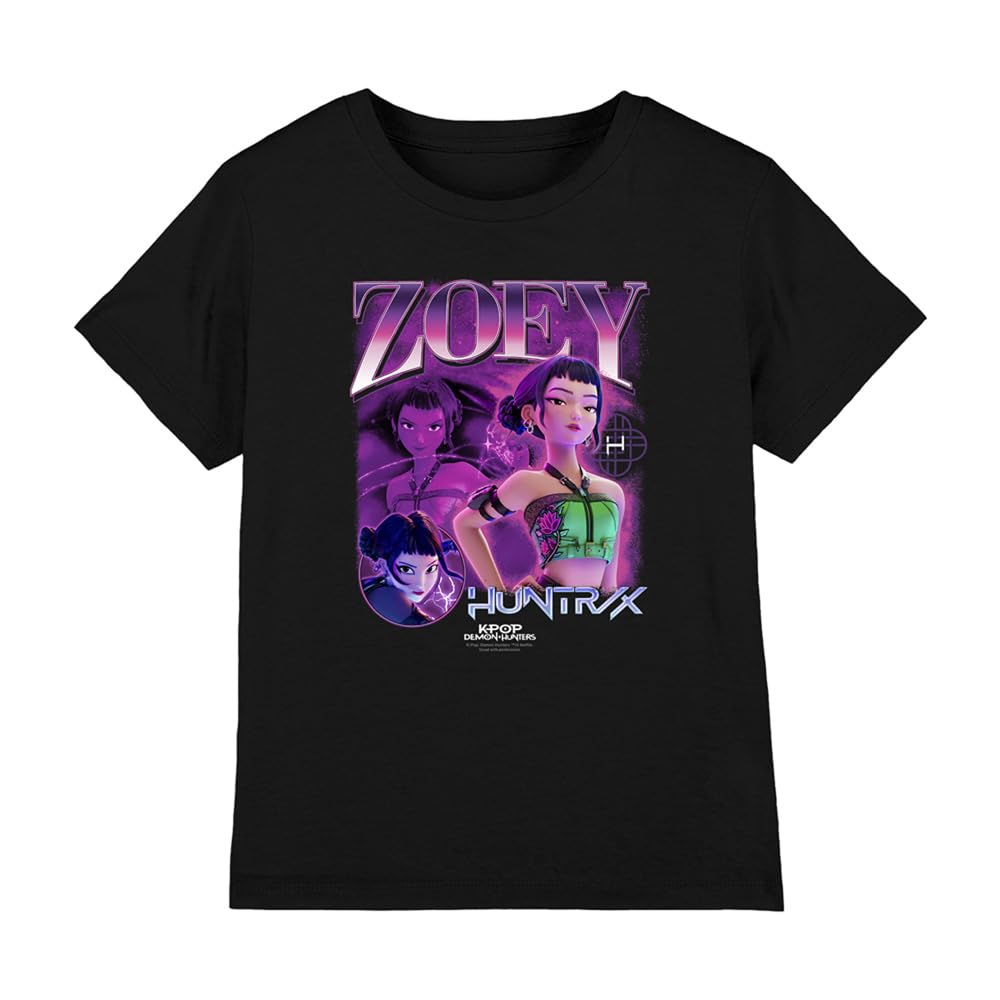 K-Pop Demon Hunters - Huntrix Huntr/X Zoey Bootleg Kids T Shirt, Black, 5-6