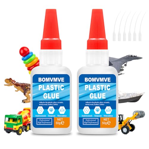 BOMVMVE Pegamento para Plastico, 100g Superglue para Plástico, Heat-Resistant & Transparente, para Plástico, Metal, Vidrio, Acrílico, PVC, Madera, Bricolaje