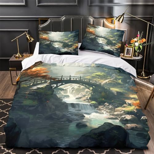 Housse de couette 200x200cm microfibre infroissable landscape - 4