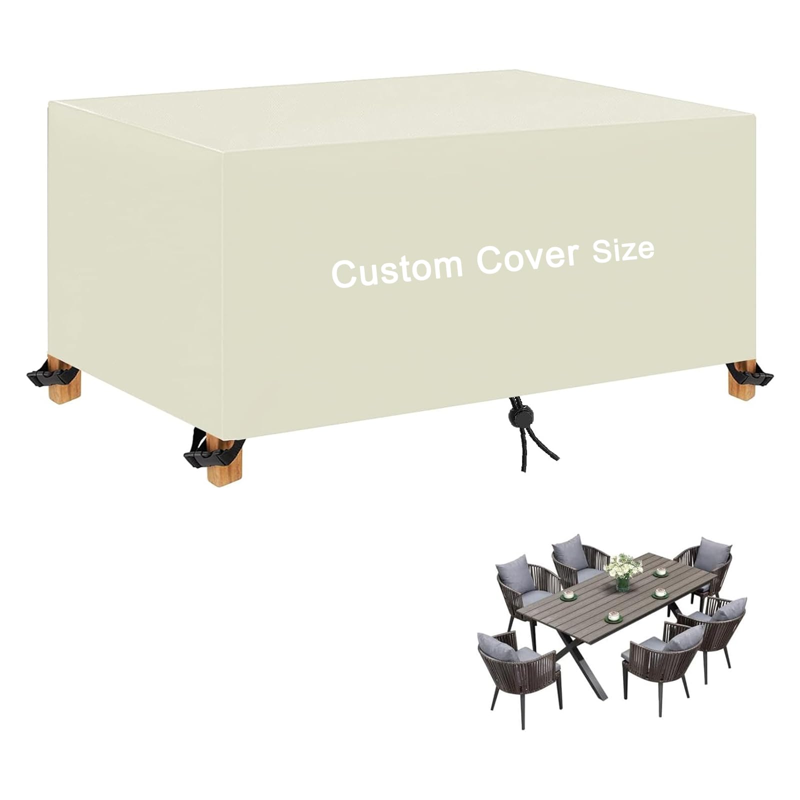 Custom Size Furniture Cover Rectangular – Heavy Duty 420D Waterproof Dustproof Anti-UV Outdoor Cover, Garden Chair, Table, Sofa, Bench, AC Unit, Electronics, Patio Furniture