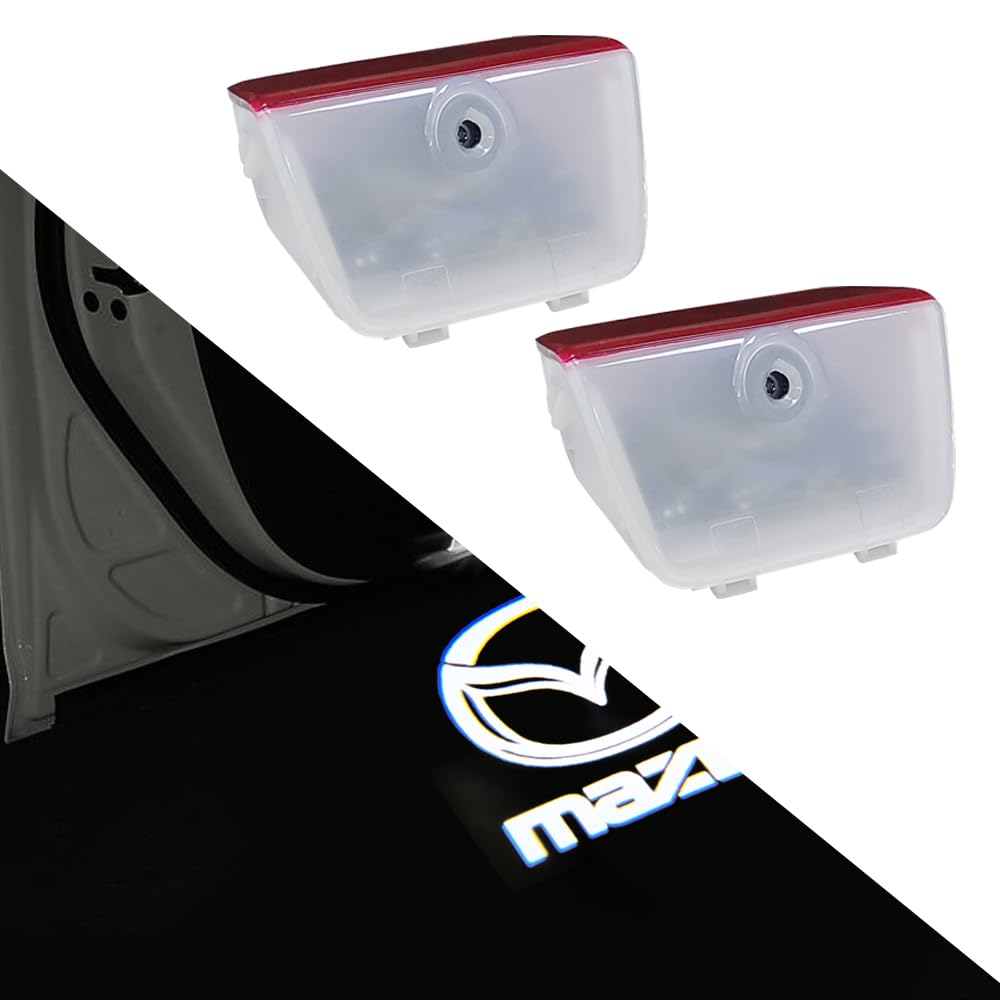 2Pcs Compatible for Mazzda 6 2018-2021 Non-Fading Car Door Logo Projector Lights LED Door Courtesy Welcome Ghost Shadow Light Puddle Lamp (mzda, fit for mazzda 6 2018-2021)