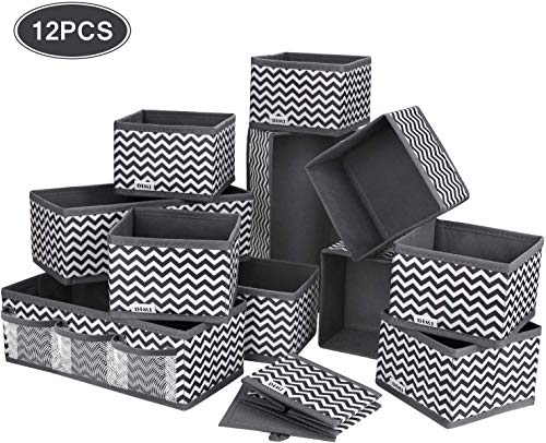 DIMJ Boite Rangement, 12pcs Boites de Rangement de Non-tissé Haute Qualite, Rangement Tiroir Pliable et Respirant, Organisateur Tiroir Ideal pour Soutiens-Gorge, Chaussettes, sous-vêtements, Cravates