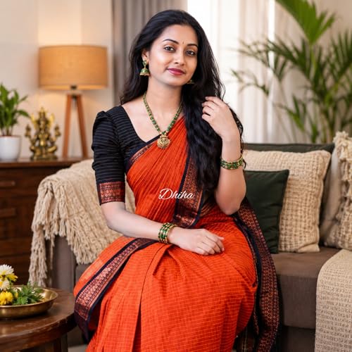 Image of Gadwal Cotton Silk Checked Saree for Women | Pure Kalyani Cotton Checked Saree with Zari Border Tassels & Blouse | Kanjivaram Linen Silk | Handloom Weave