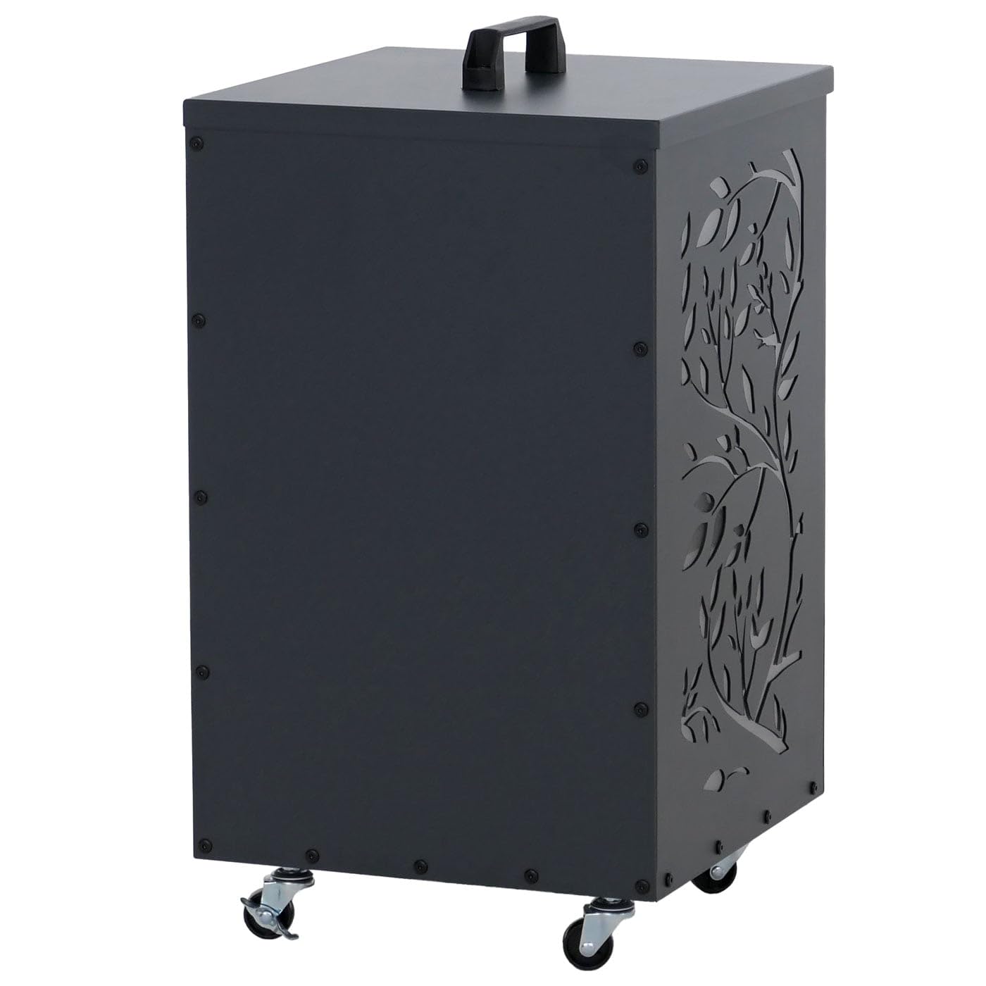 Mendler Contenitore per Pellet HWC-Q30 stoccaggio conservazione Pellet, con setaccio Filtro e rotelle 64x36x36cm - Antracite