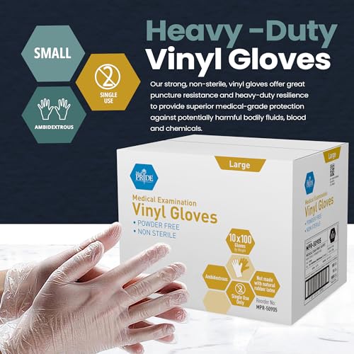 Image of MED PRIDE Vinyl Exam Medical Gloves,Powder & Latex-Free,Large,1000-Count