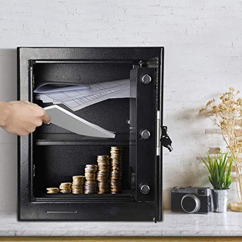 US STOCK 1.53cub Safe Security Box, Fireproof and Waterproof Safe Cabinet, Digital Combination Lock Safe, with Keypad LED Indicator, for Cash Money Jewelry (1.53cub)