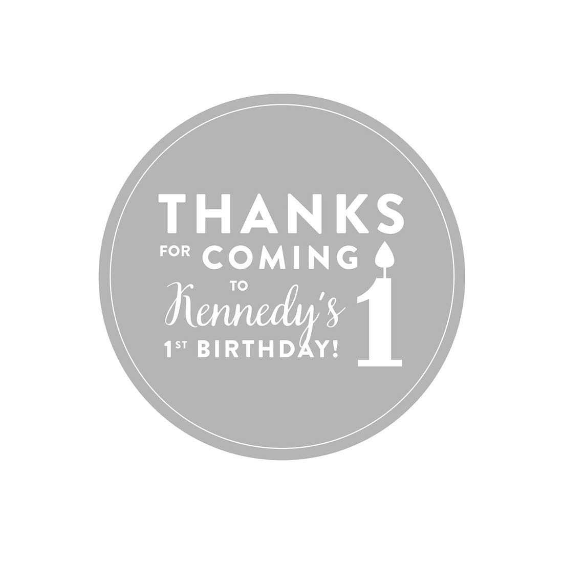 Andaz Press Personalized Circle Labels, Birthday, Thanks for Coming to My 1st Birthday, 40-Pack - Custom Made Any Name, Color
